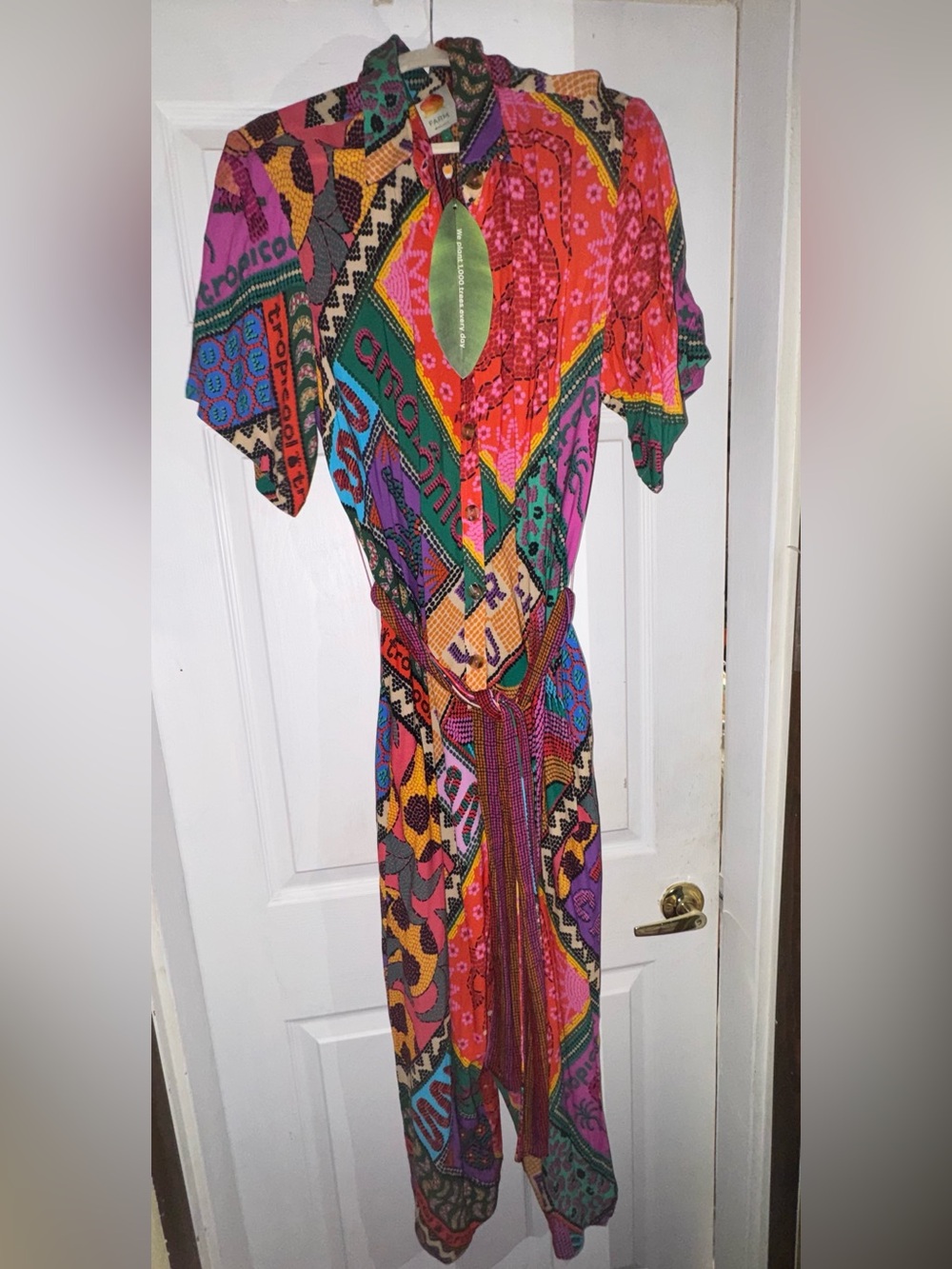 Farm Rio dotted patch scarf uni jumpsuit NWT L - Picture 4 of 7